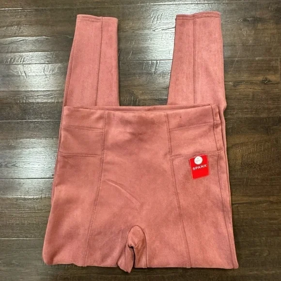 Spanx Faux‎ Suede Leggings Rich Rose Size Small Women - Picture 3 of 12